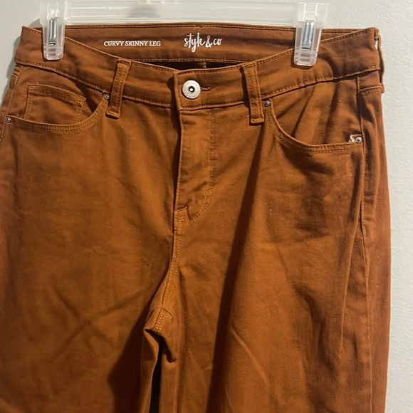 Style & Co. Skinny Curvy Leg Burnt Coral Colored Denim - Picture 3 of 6